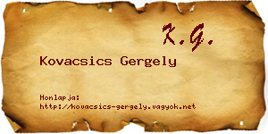 Kovacsics Gergely névjegykártya